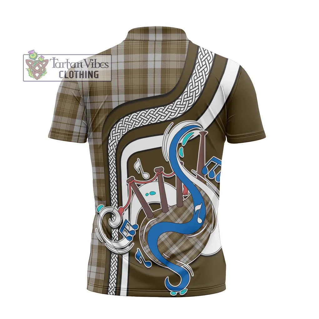 Baillie Dress Tartan Zipper Polo Shirt with Epic Bagpipe Style