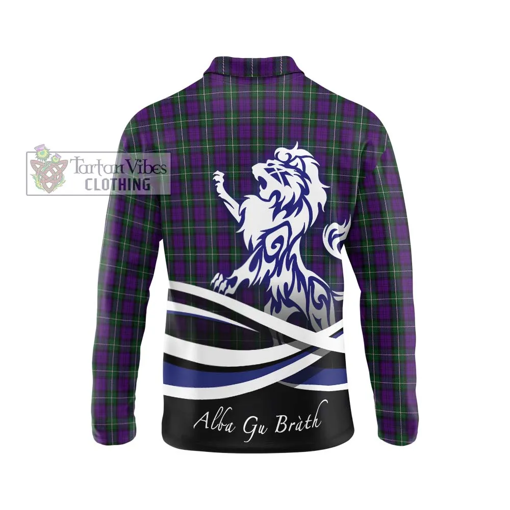 Baillie Highland Society Tartan Long Sleeve Polo Shirt with Alba Gu Brath Regal Lion Emblem