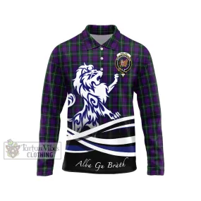 Baillie Highland Society Tartan Long Sleeve Polo Shirt with Alba Gu Brath Regal Lion Emblem