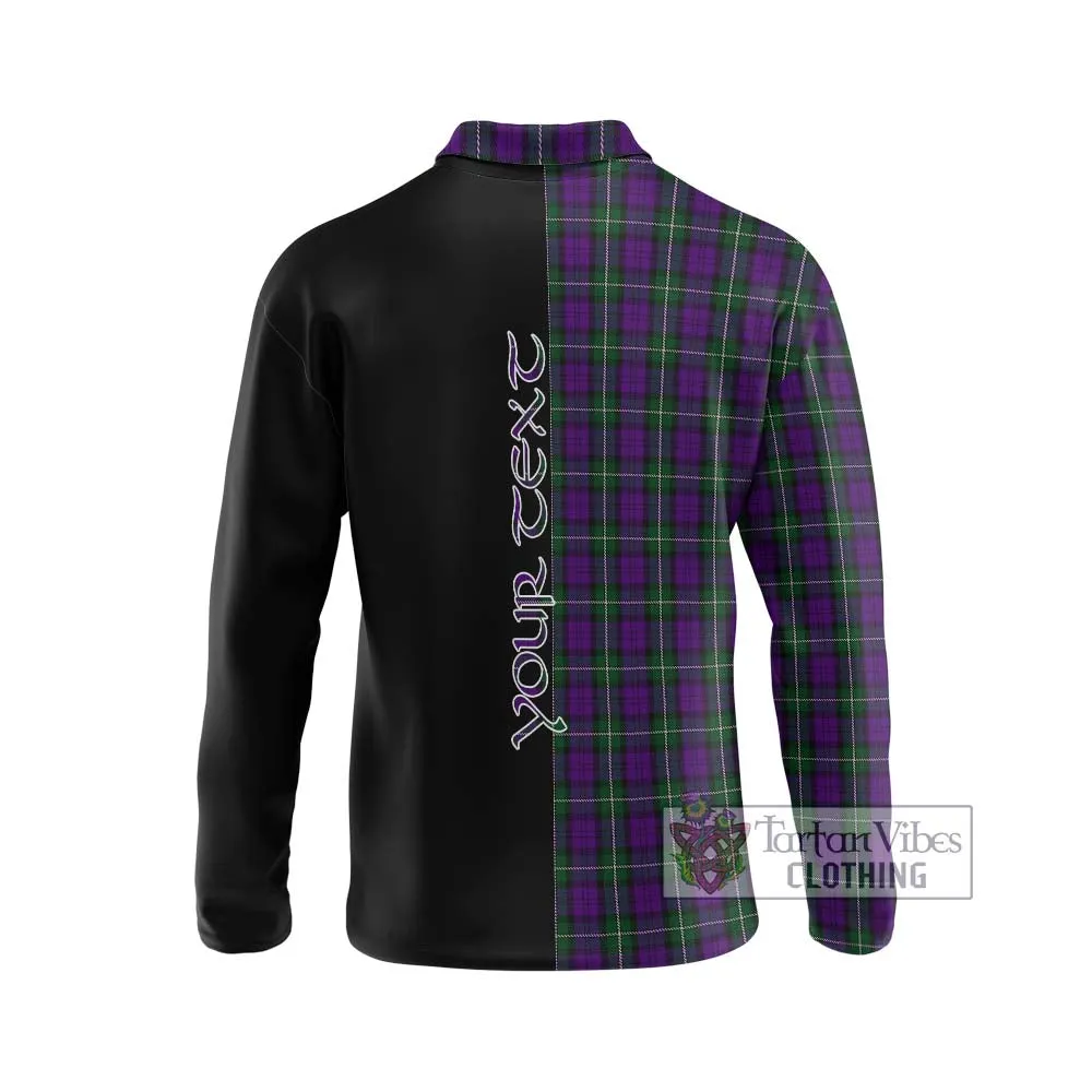 Baillie Highland Society Tartan Long Sleeve Polo Shirt with Family Crest and Half Of Me Style