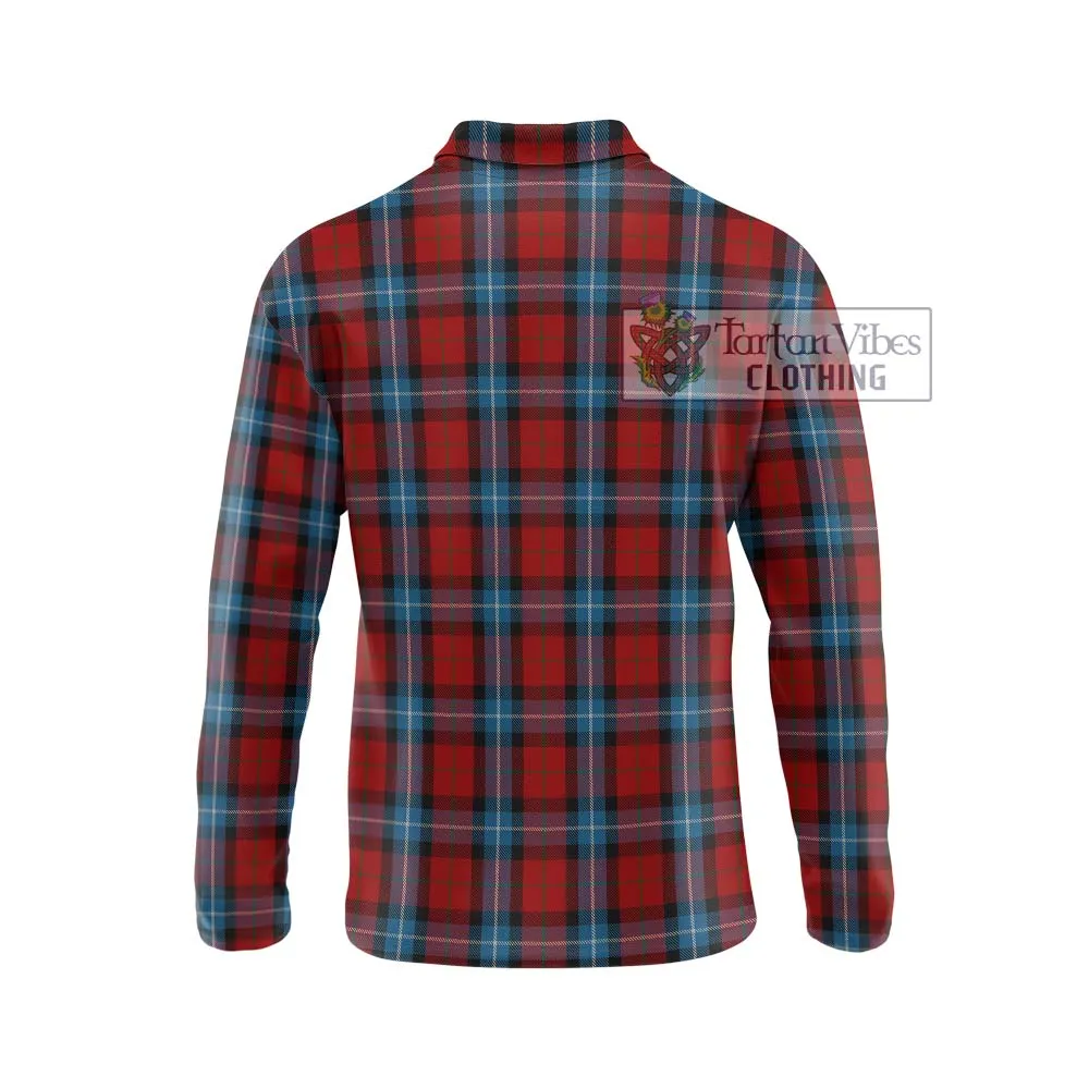 Baillie of Polkemmet Red Tartan Long Sleeve Polo Shirt with Family Crest DNA In Me Style