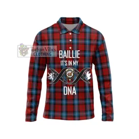 Baillie of Polkemmet Red Tartan Long Sleeve Polo Shirt with Family Crest DNA In Me Style