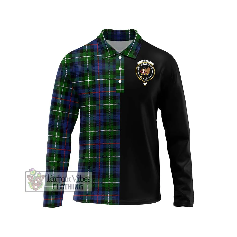 Baillie Tartan Long Sleeve Polo Shirt with Family Crest and Half Of Me Style