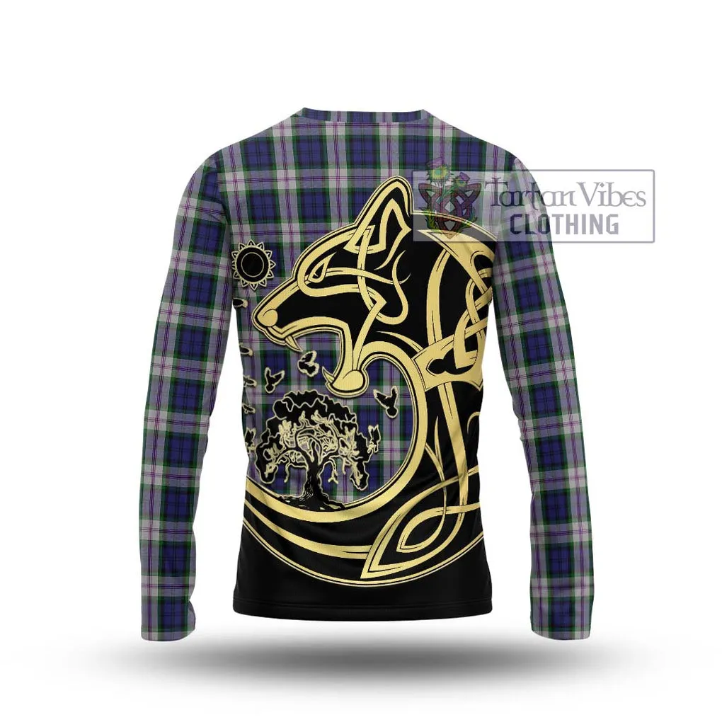 Baird Dress Tartan Long Sleeve T-Shirt with Family Crest Celtic Wolf Style