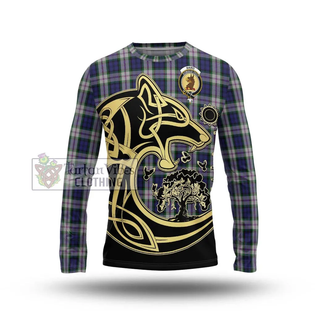 Baird Dress Tartan Long Sleeve T-Shirt with Family Crest Celtic Wolf Style