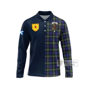 Baird Modern Tartan Long Sleeve Polo Shirt Alba with Scottish Lion Royal Arm Half Style