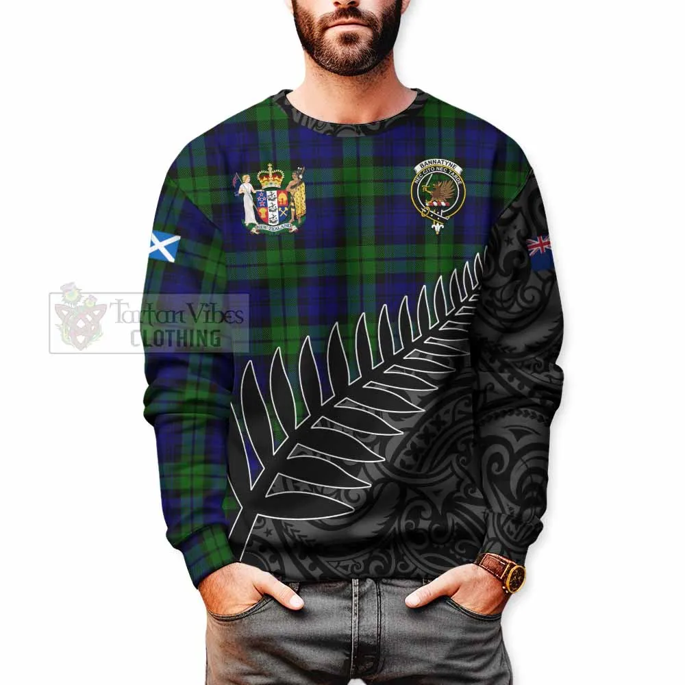 Bannatyne Crest Tartan Sweatshirt with New Zealand Silver Fern Half Style