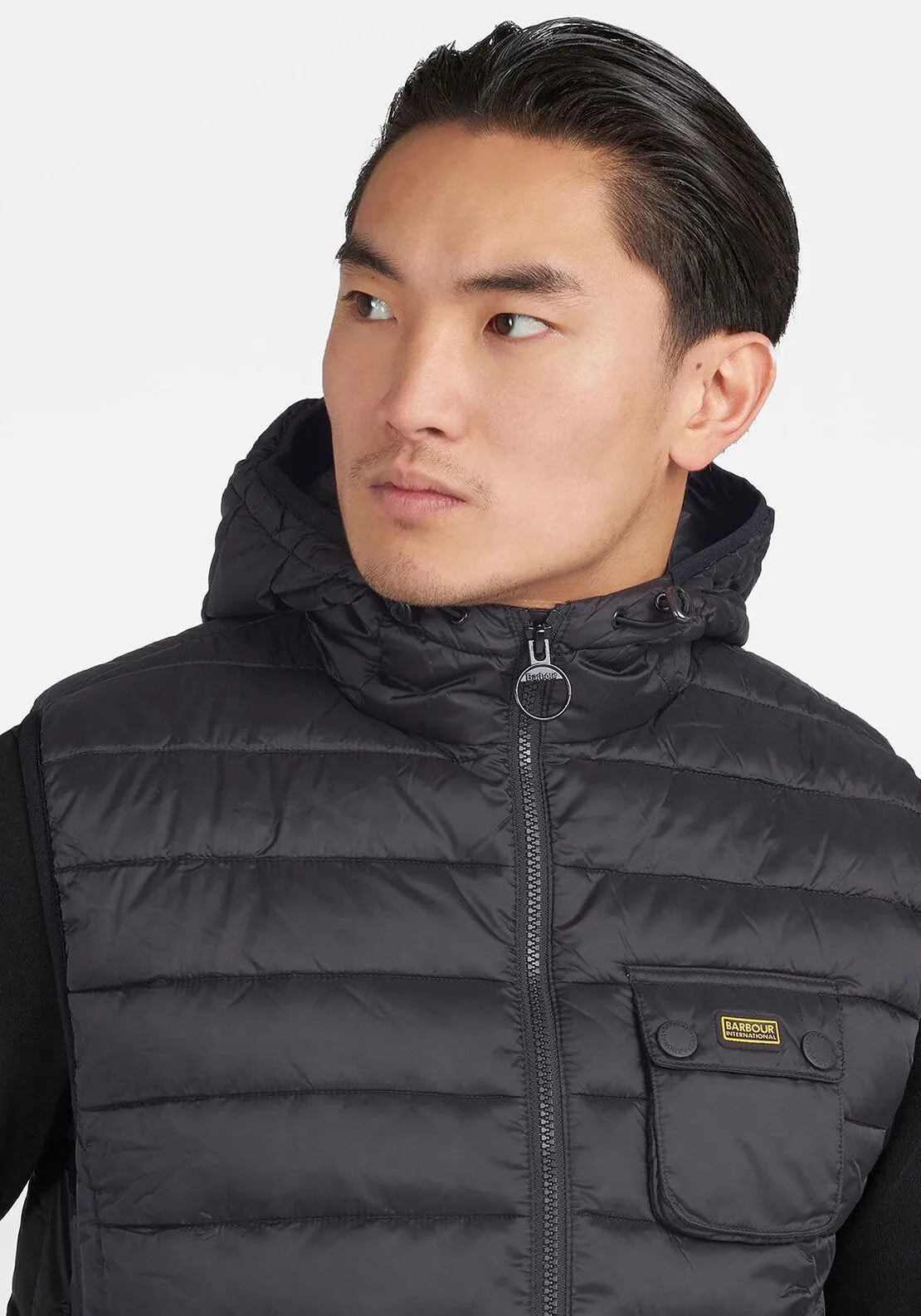 Barbour International Ousten Hooded Gilet, Black