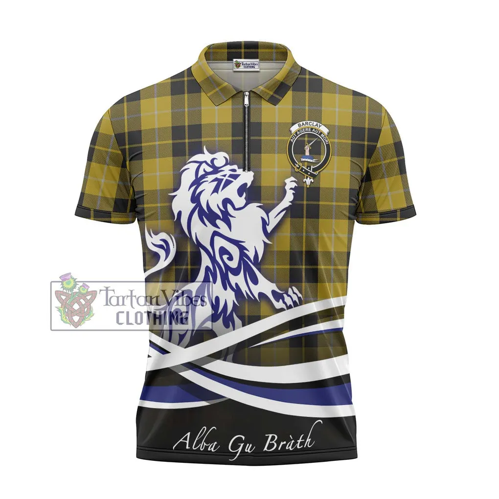 Barclay Dress Tartan Zipper Polo Shirt with Alba Gu Brath Regal Lion Emblem