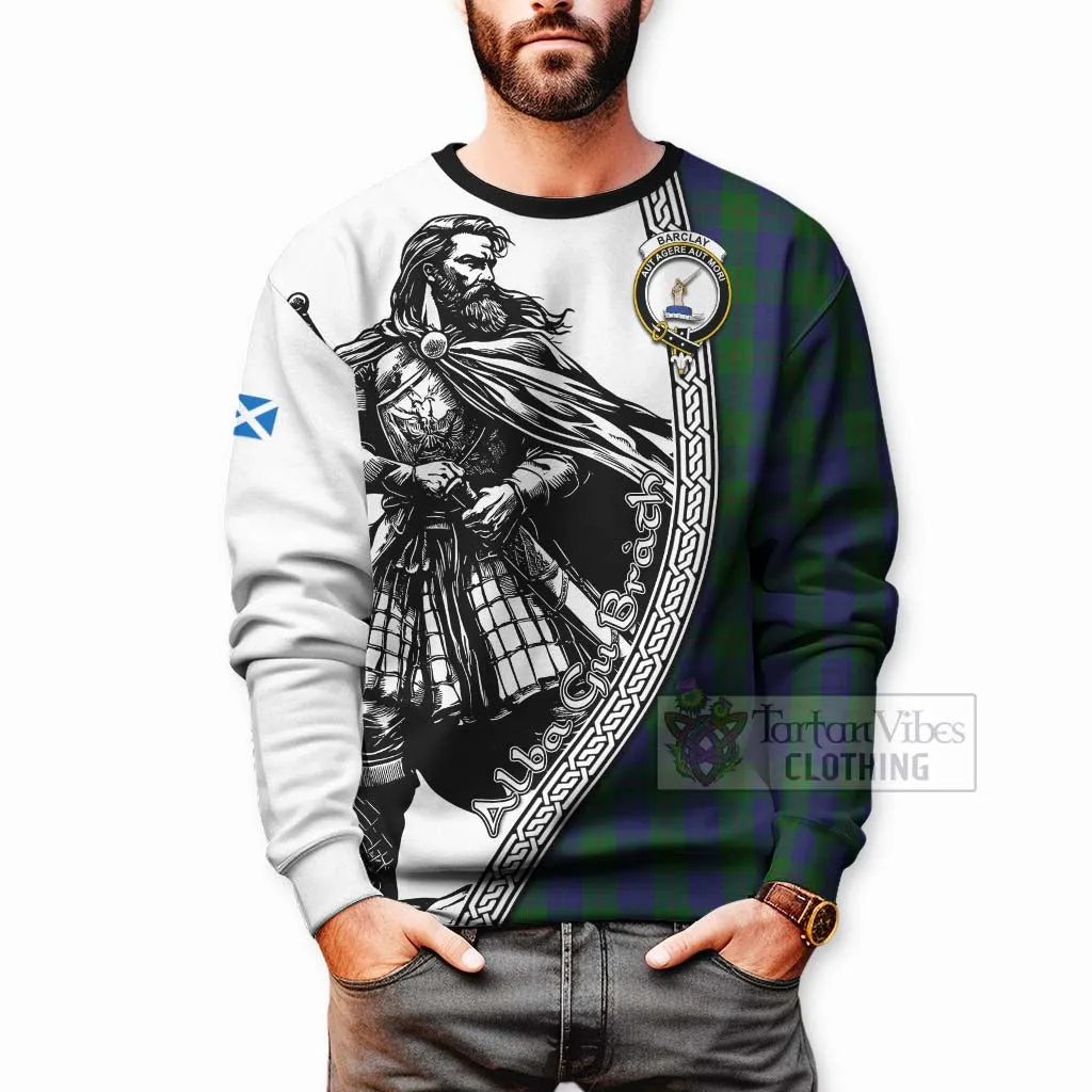 Barclay Tartan Clan Crest Sweatshirt with Highlander Warrior Celtic Style