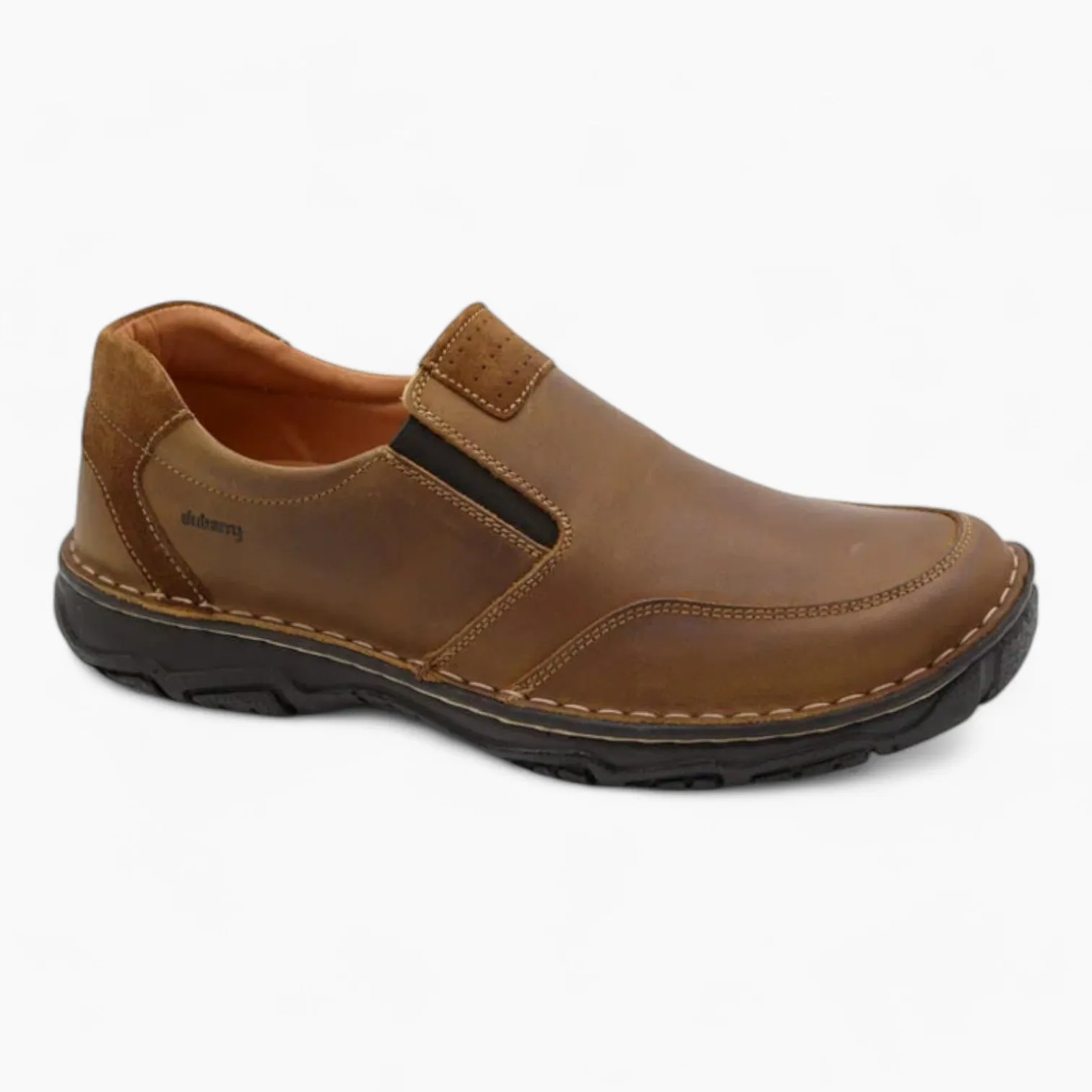 Bell Tan Slip-On Men's Shoe with Black Sole by Dubarry