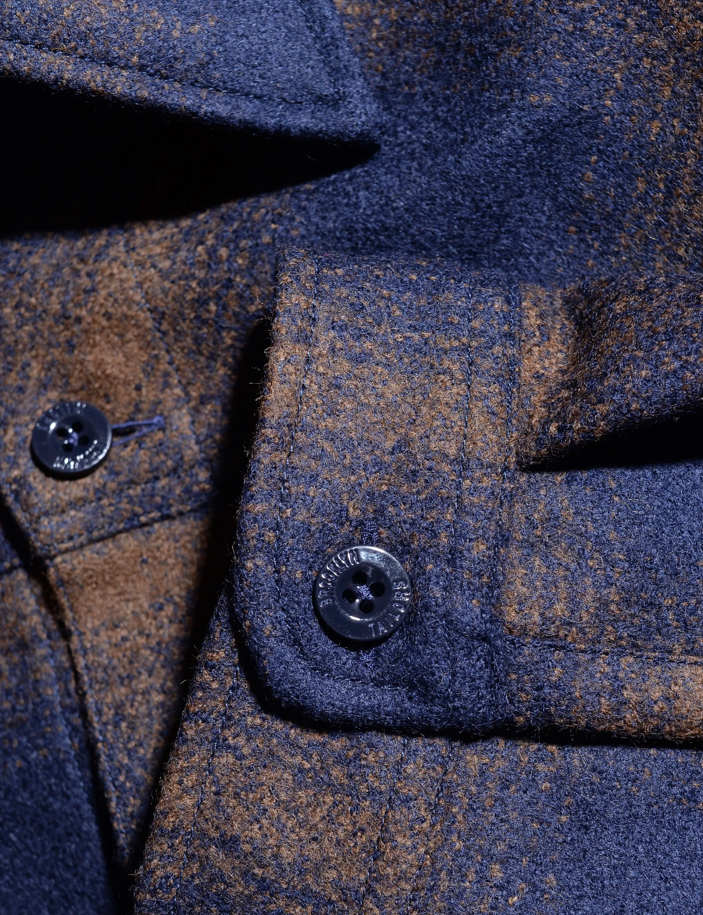 BKT15 Shirt Jacket in Boiled Wool Plaid - Blue and Brown