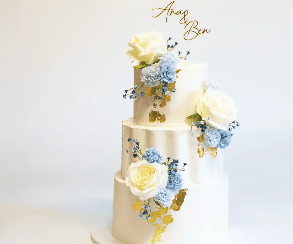 Blue and White Wedding Cake