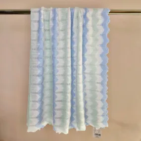 Blue, Mint & White Zig Zag Knit Blanket