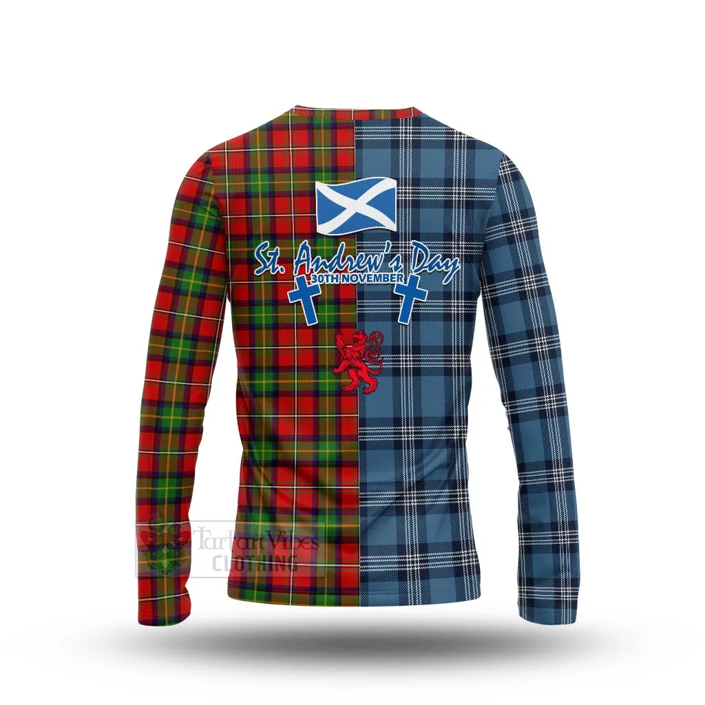 Boyd Tartan Long Sleeve T-Shirt Happy St. Andrew's Day Half Tartan Style