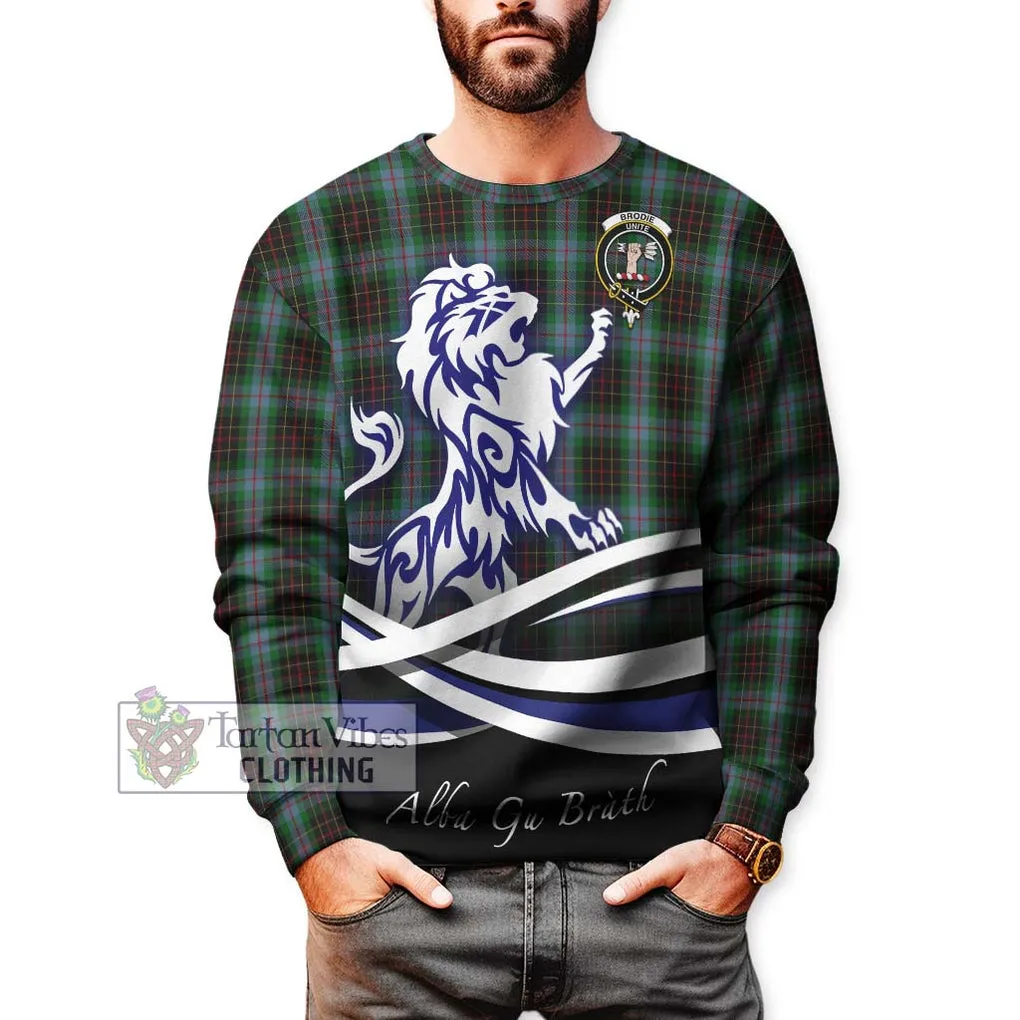 Brodie Hunting Tartan Sweatshirt with Alba Gu Brath Regal Lion Emblem