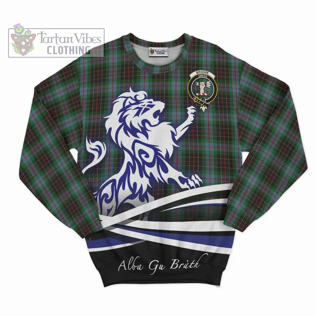 Brodie Hunting Tartan Sweatshirt with Alba Gu Brath Regal Lion Emblem