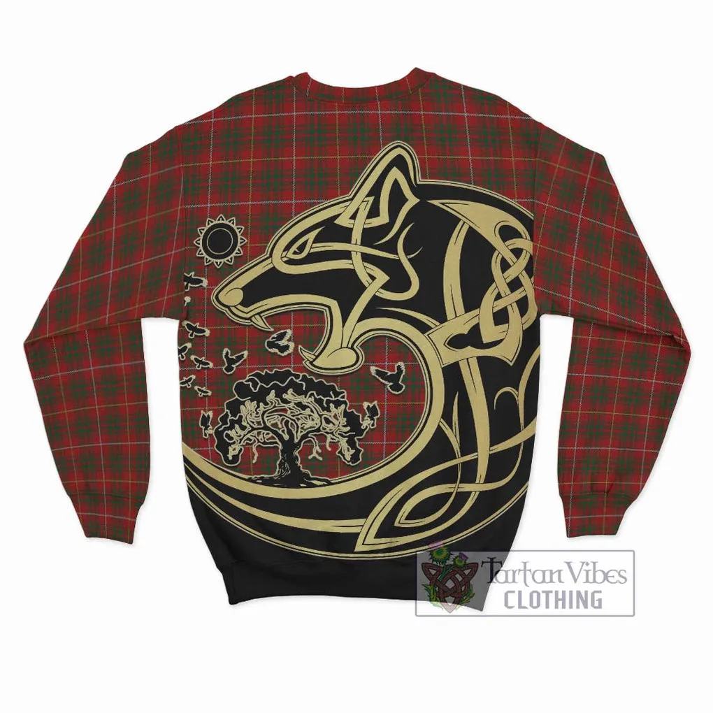 Bruce Tartan Sweatshirt with Family Crest Celtic Wolf Style