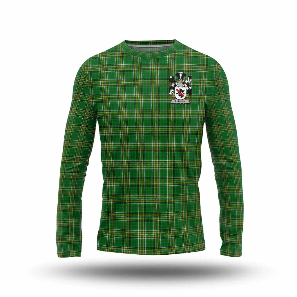 Burnell Irish Clan Tartan Long Sleeve T-Shirt with Coat of Arms