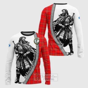 Burnett Tartan Clan Crest Long Sleeve T-Shirt with Highlander Warrior Celtic Style