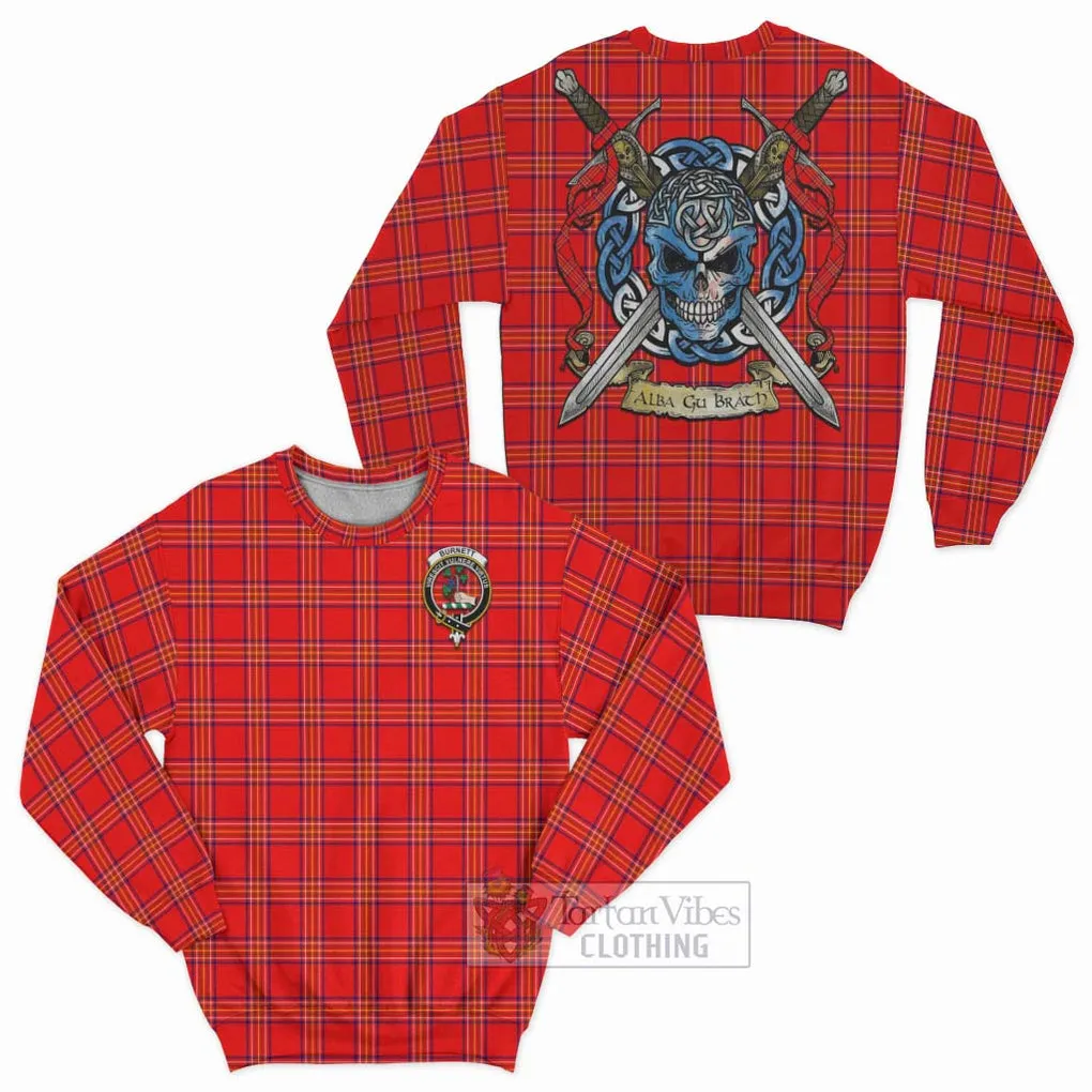 Burnett Tartan Sweatshirt with Family Crest Celtic Skull Style