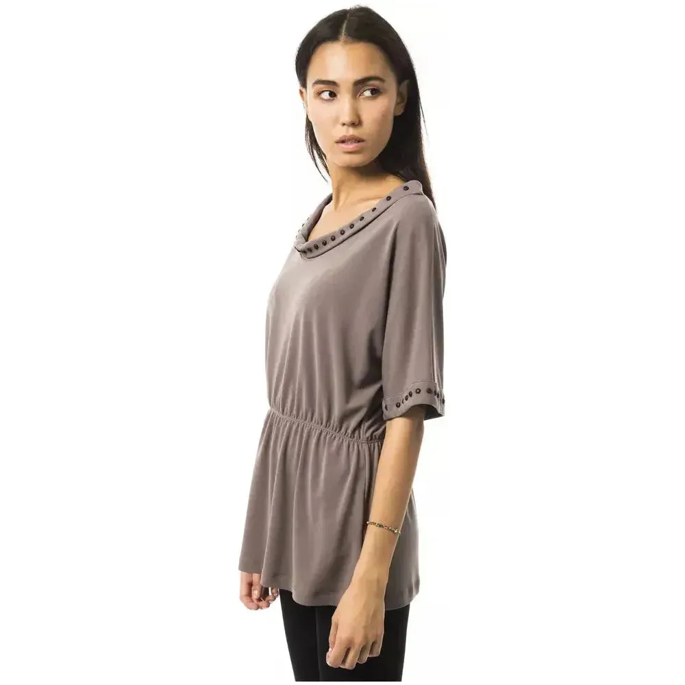 BYBLOS Gray Polyester Women T-Shirt