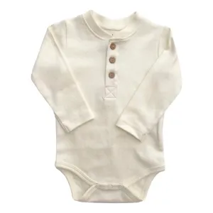 Cat & Dogma - Natural Long Sleeve Baby Onesie Henley Bodysuit