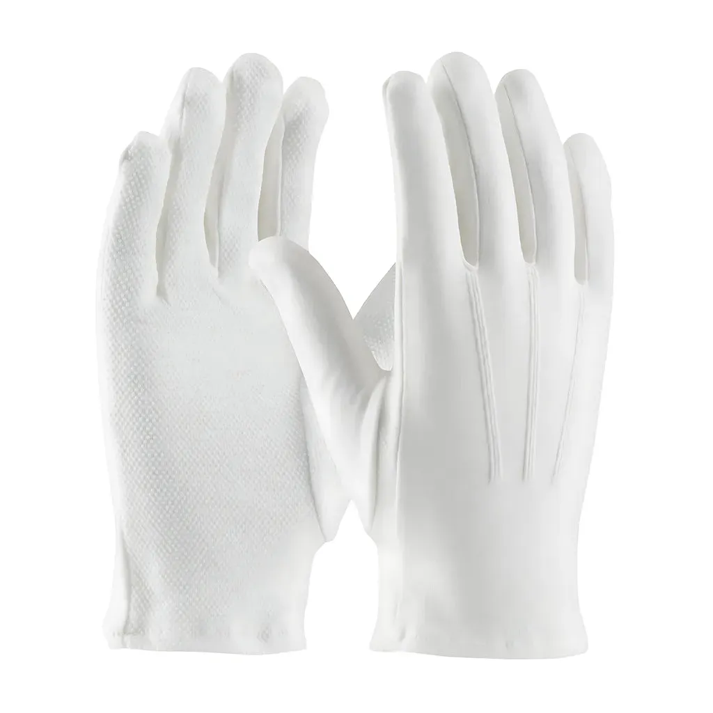 Century Glove 130-100WMPD/L 100% Cotton Dress Glove, Dotted Palm with Raised Stitching on Back - Open Cuff