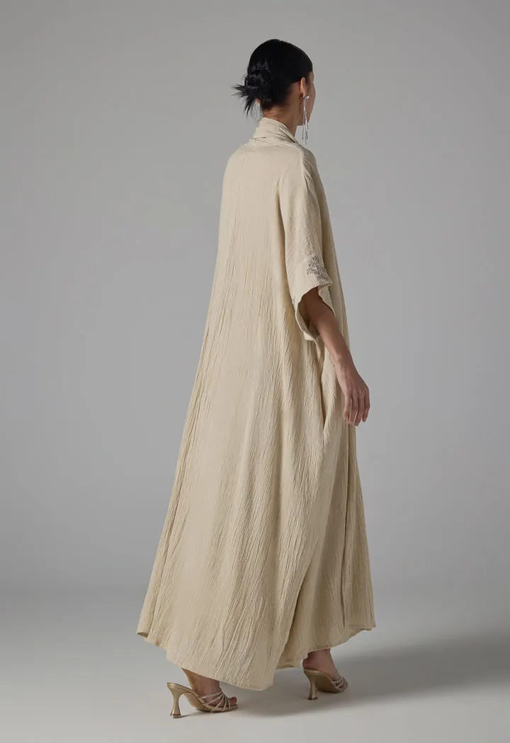 Choice Solid Stitch Maxi Abaya - Ramadan Style Beige