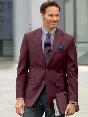 Classic Fit Wool Travel Blazer - Deep Merlot