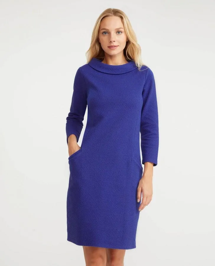 Cobalt Bardot Neck Textured Dress