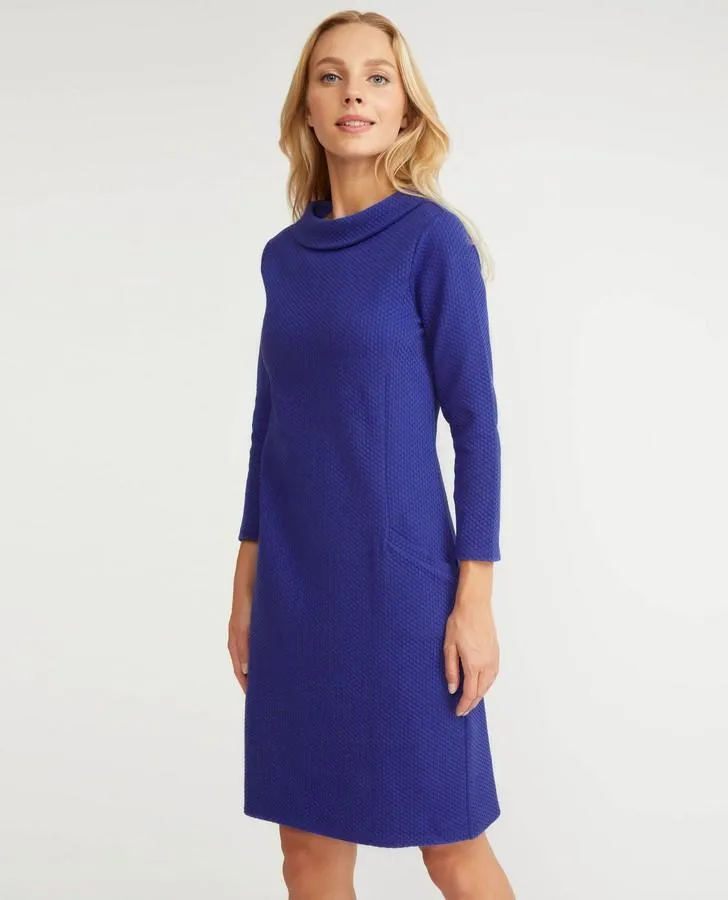 Cobalt Bardot Neck Textured Dress