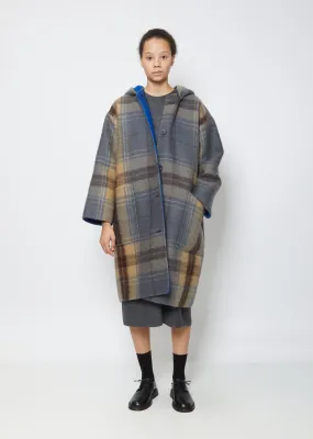 Connection Reversible Double-Faced Wool Tartan Coat