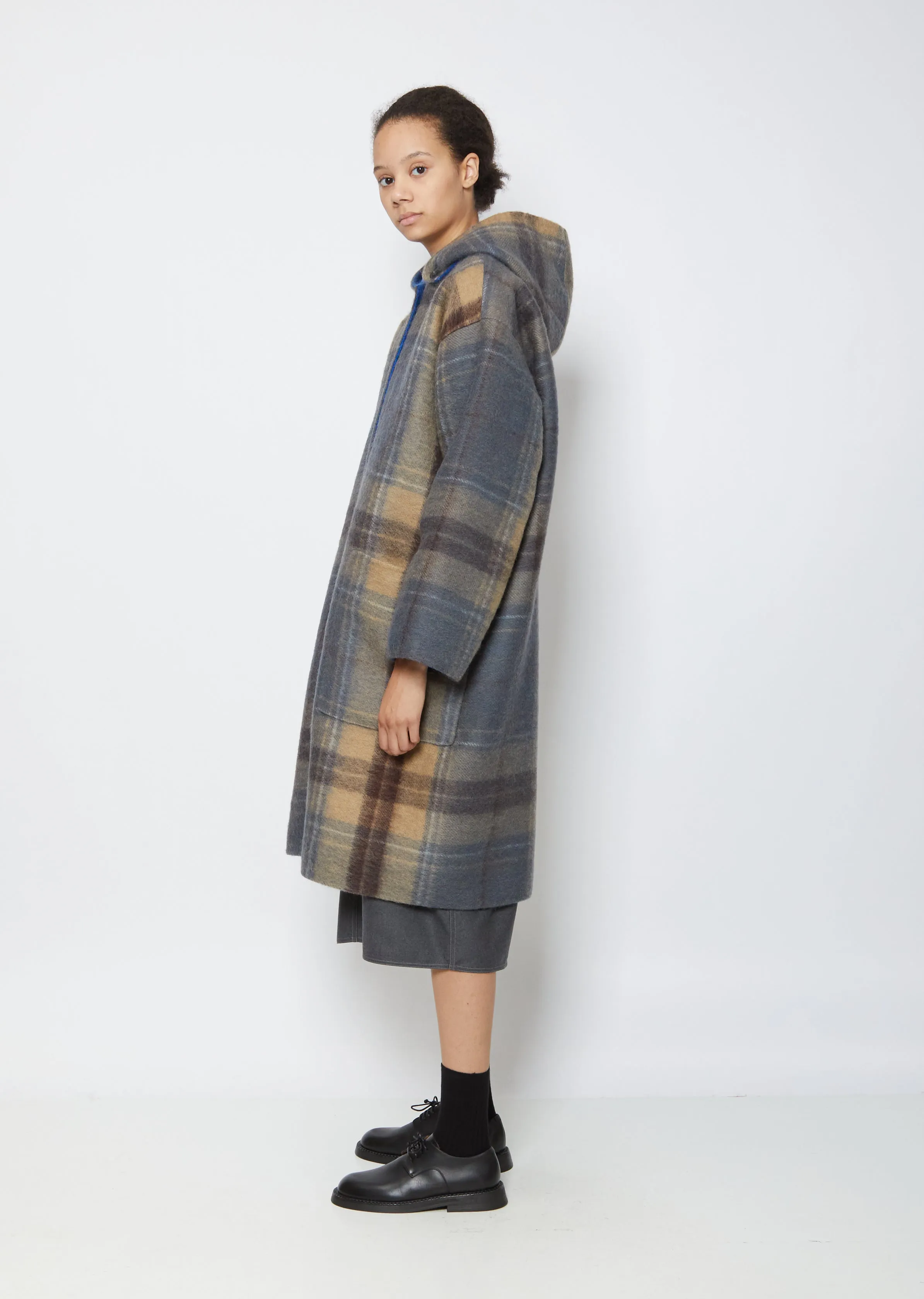 Connection Reversible Double-Faced Wool Tartan Coat