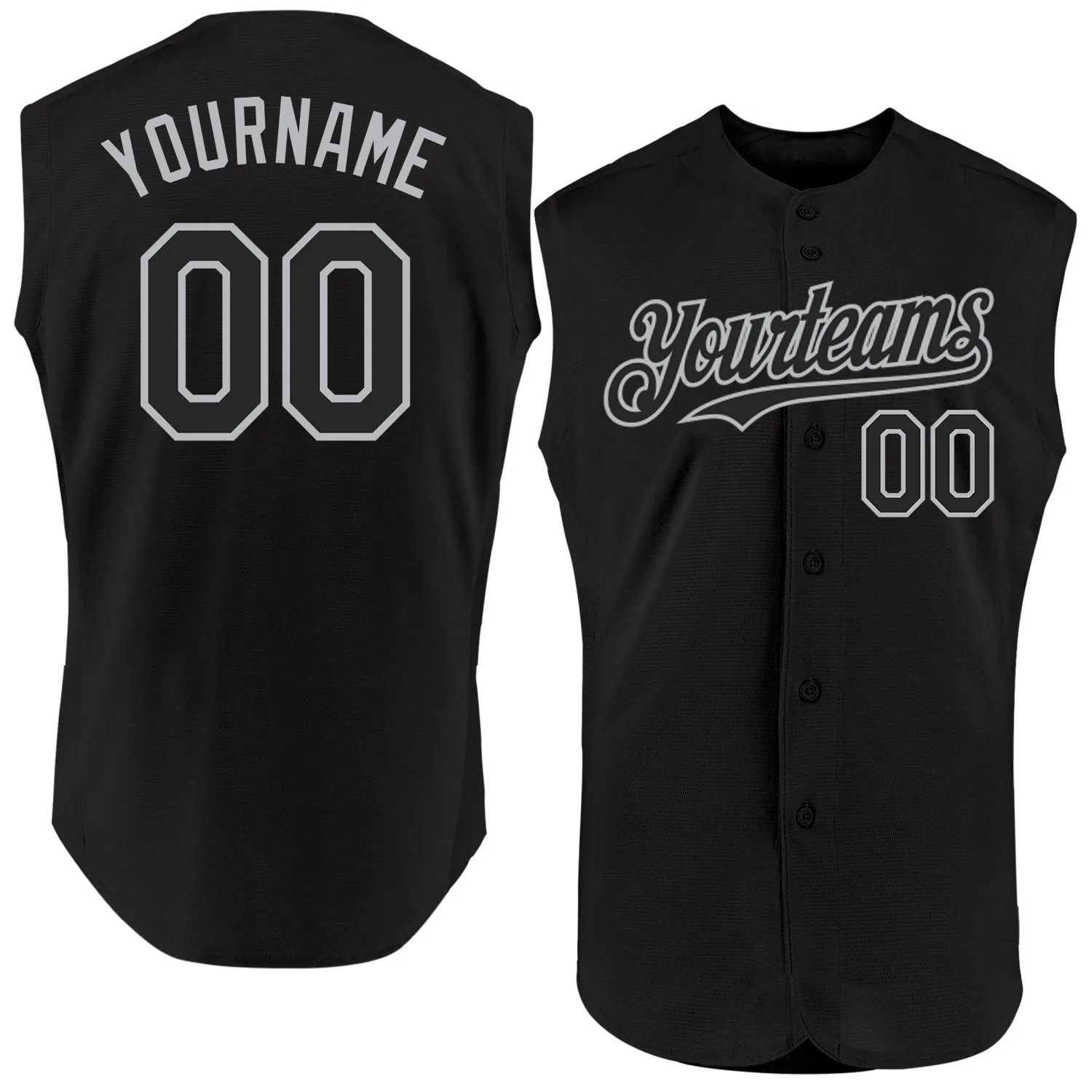 Custom Black Gray Authentic Sleeveless Baseball Jersey