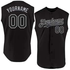 Custom Black Gray Authentic Sleeveless Baseball Jersey