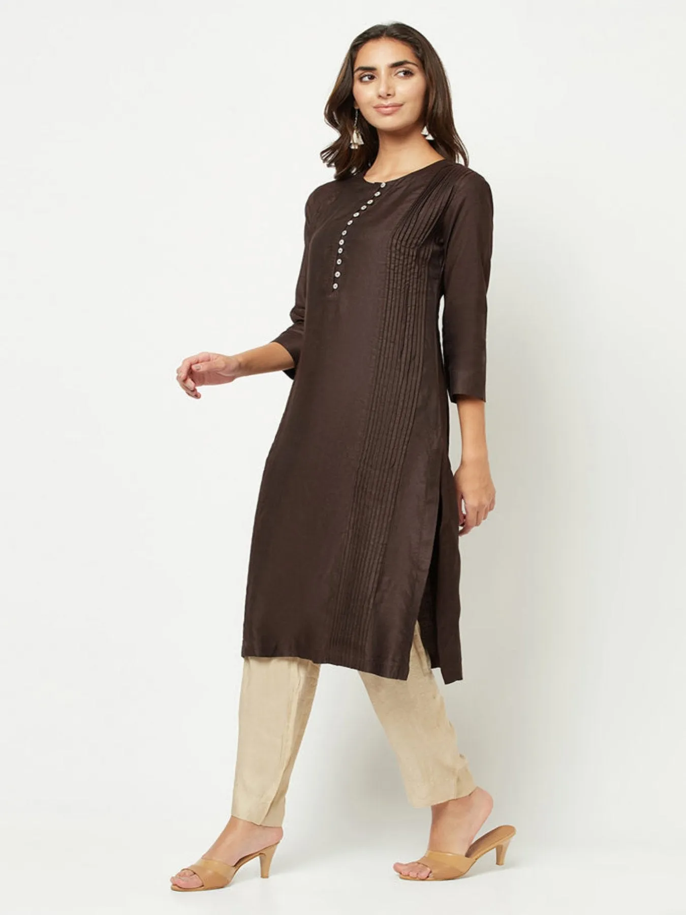 Dark Brown Straight Fit Kurta