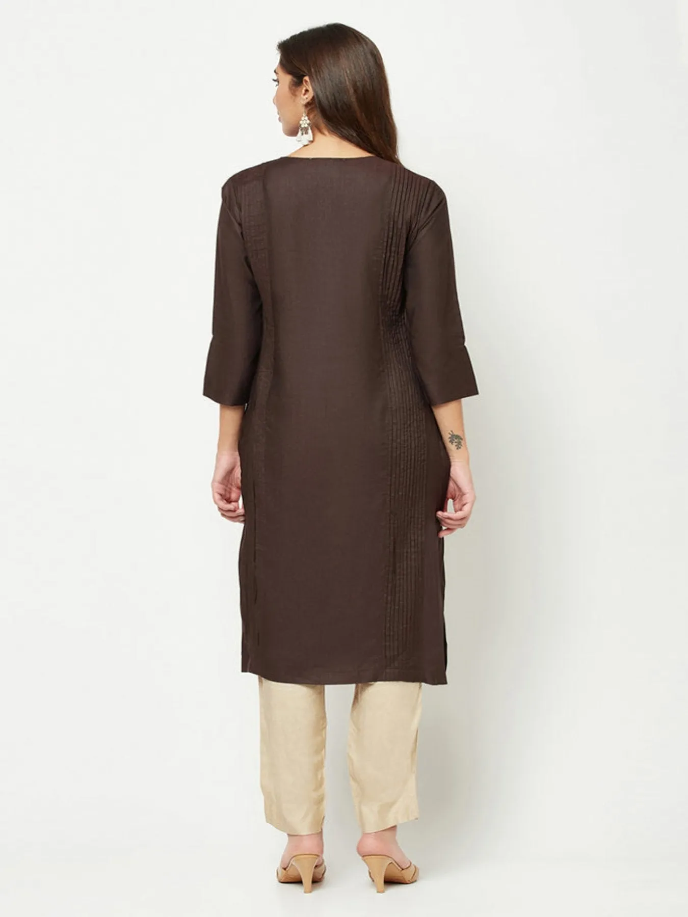 Dark Brown Straight Fit Kurta