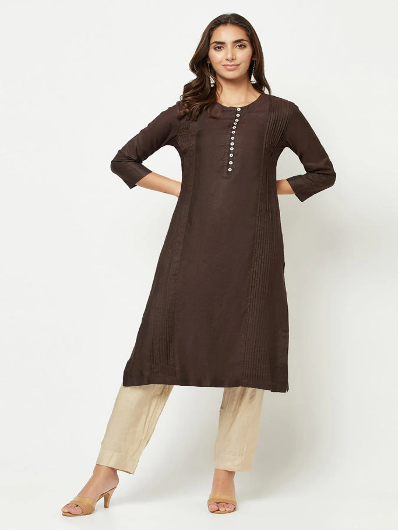 Dark Brown Straight Fit Kurta