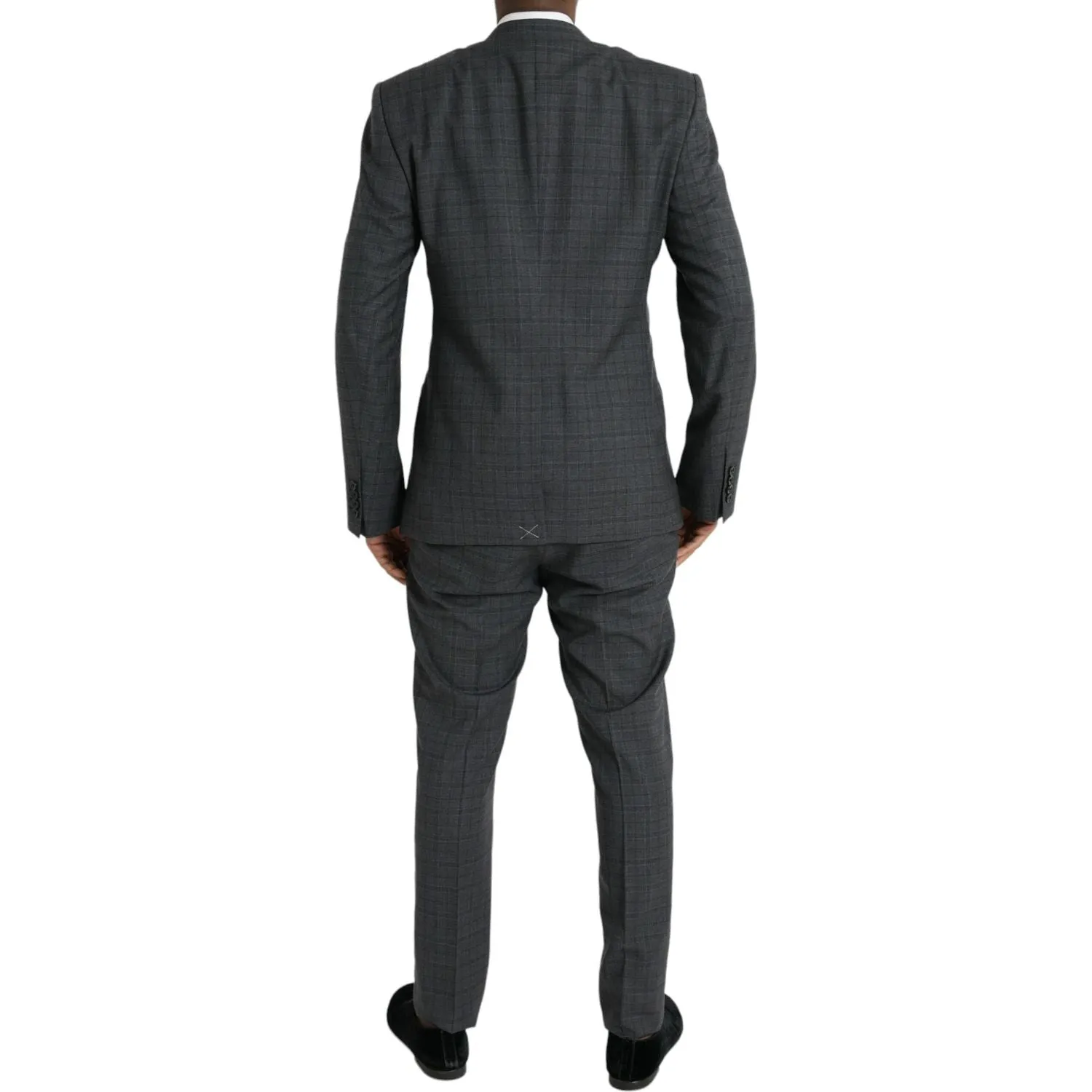 Dolce & Gabbana Gray Plaid Wool MARTINI Formal 2 Piece Suit