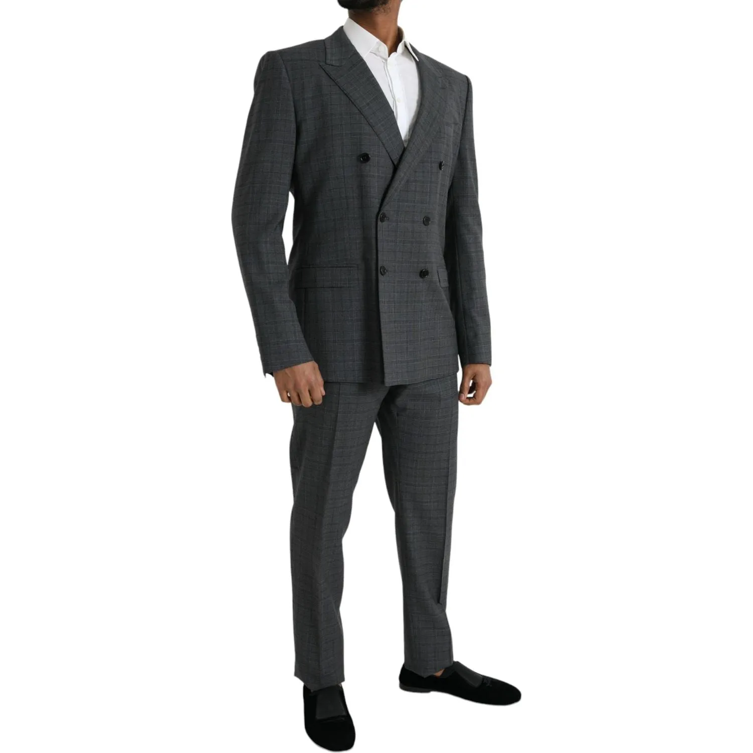 Dolce & Gabbana Gray Plaid Wool MARTINI Formal 2 Piece Suit