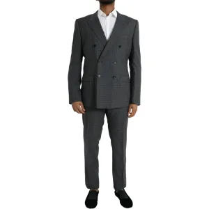 Dolce & Gabbana Gray Plaid Wool MARTINI Formal 2 Piece Suit