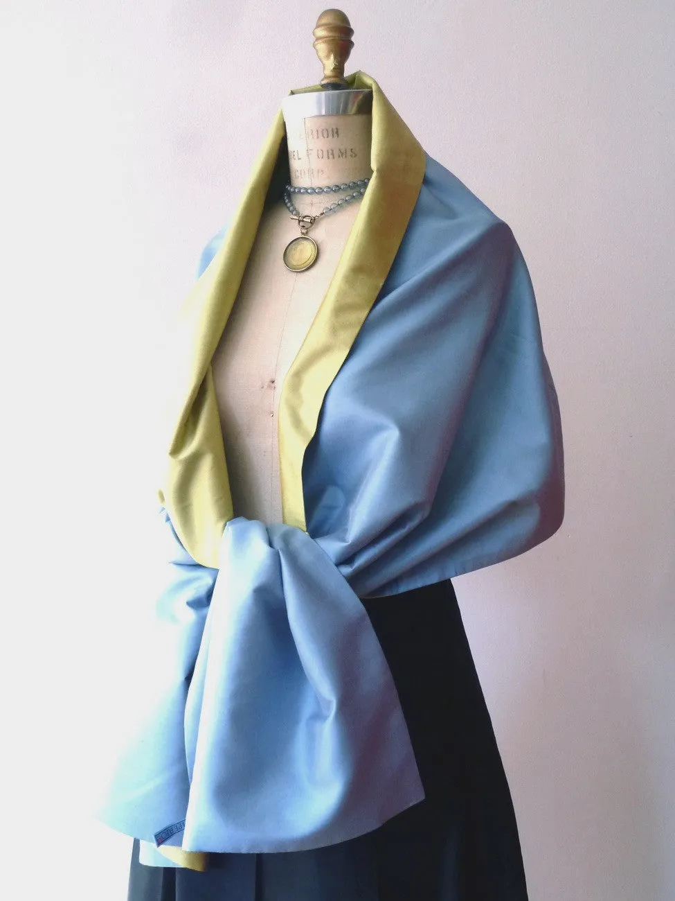 Double Sided Evening Shawl Blue Green Combinations