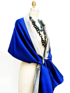 Double Sided Evening Shawl oyal Blue Silver