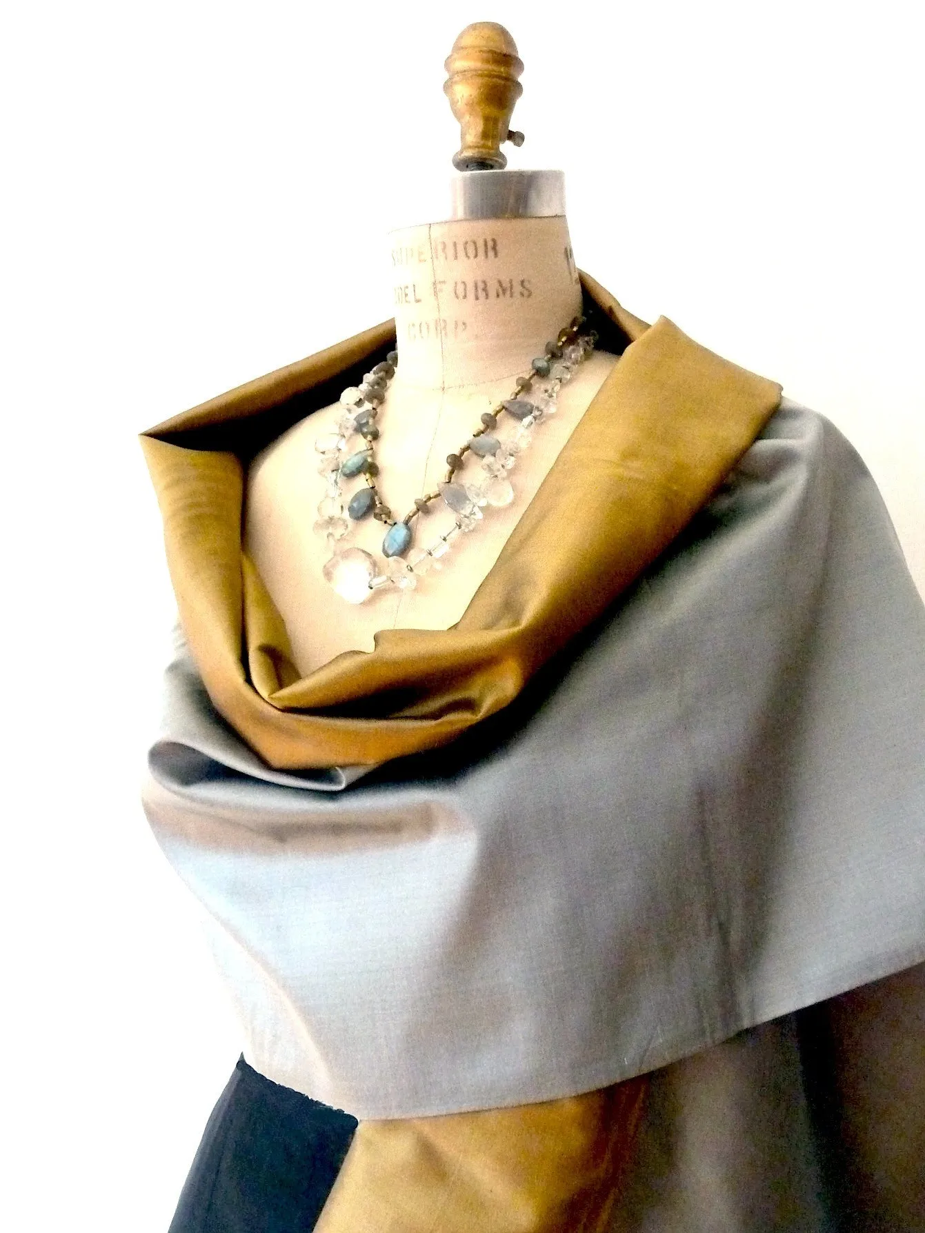 Double Sided Evening Shawl Silver Brass