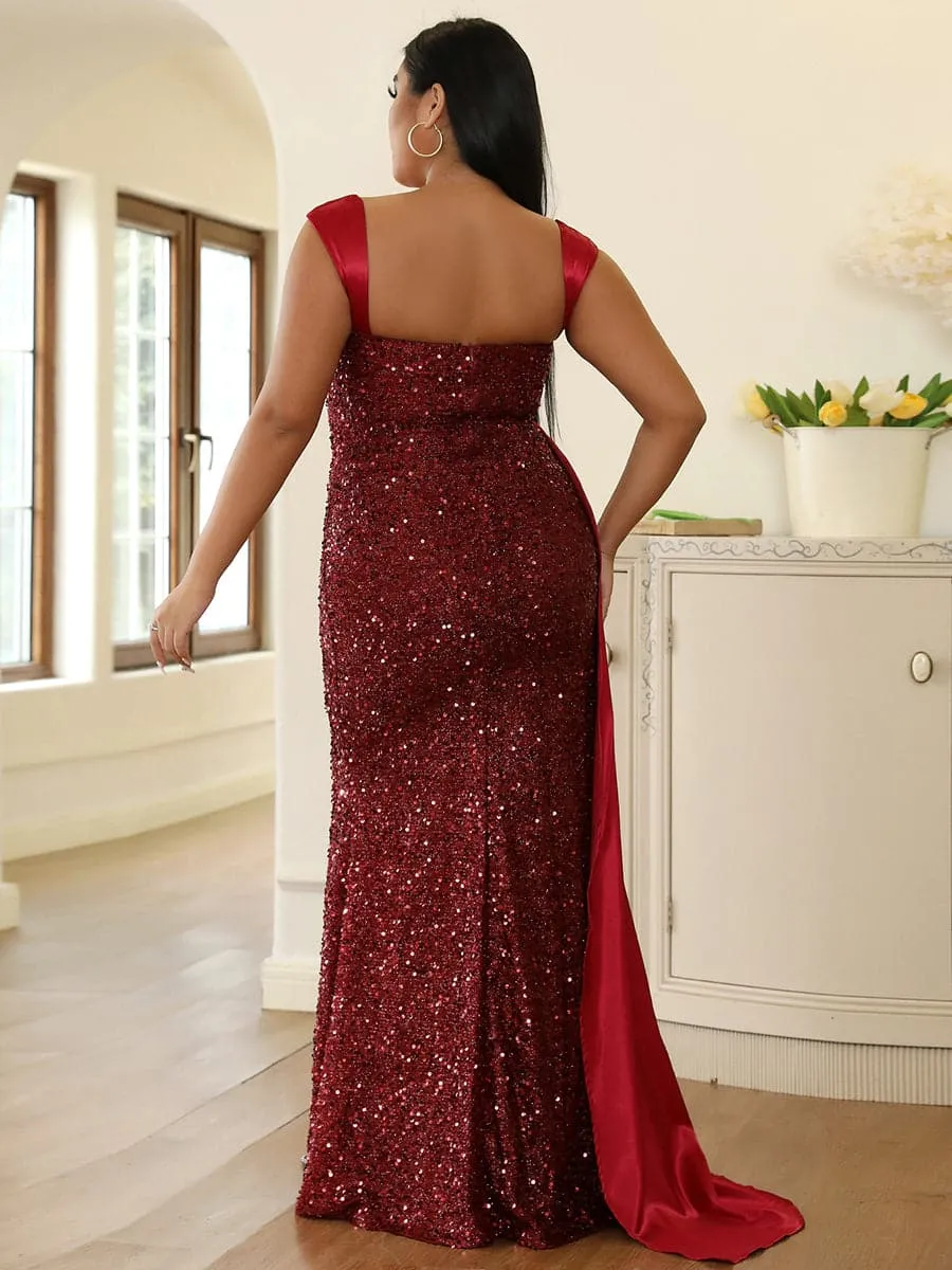 Elegant High Waist Ribbon Sequin Maxi Prom Dress XH2162