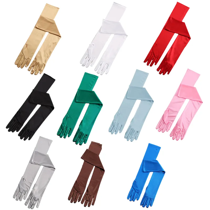 Elegant Long Satin Evening Gloves