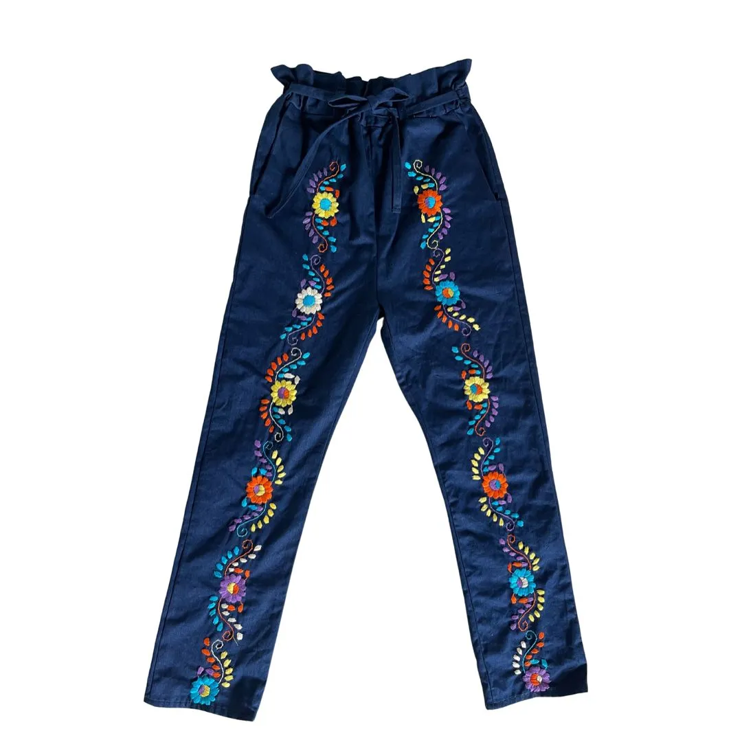 Embroidered Drawstring Pants