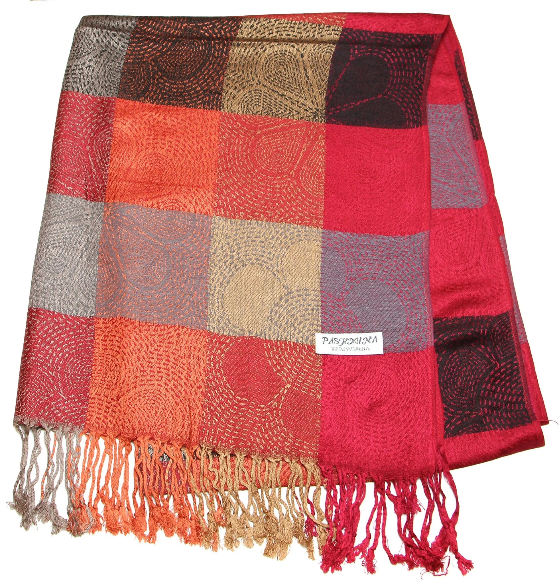 Fair Trade Hand Made Nepal Pashmina Scarf Shawl Red