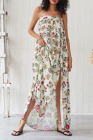 Floral Print Sleeveless Slit Maxi Dress